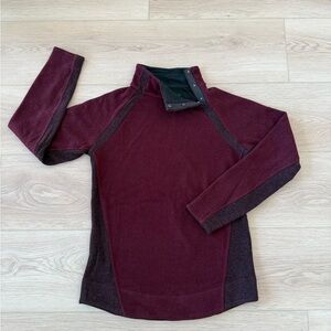 Prana Brandie Maroon Wool Blend Snap Turtleneck Pullover Sweater